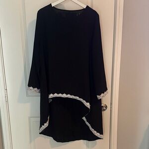 Elegant Black Women's Top with Lace Trim